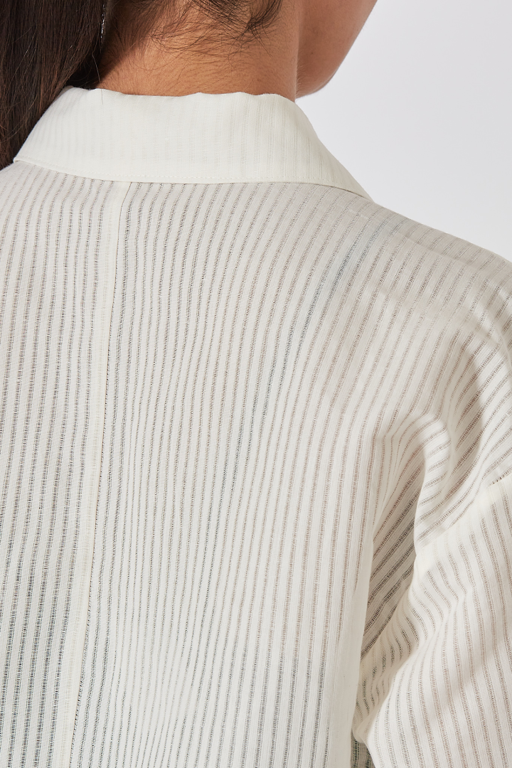 Woven Open Collar Shirt - Off White
