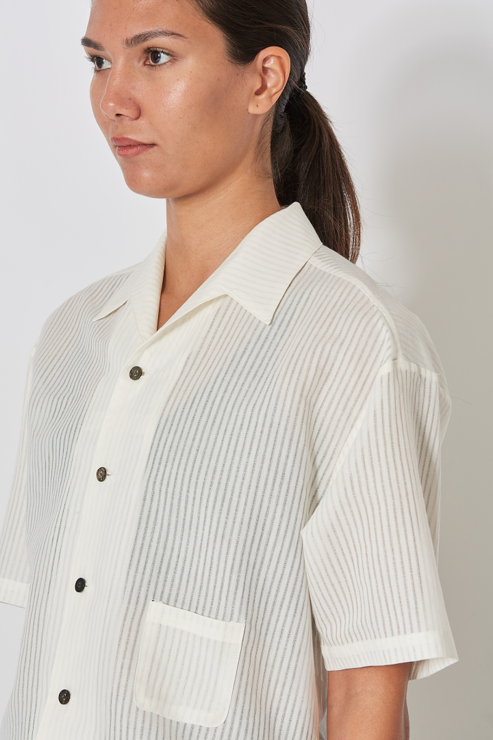 Woven Open Collar Shirt - Off White