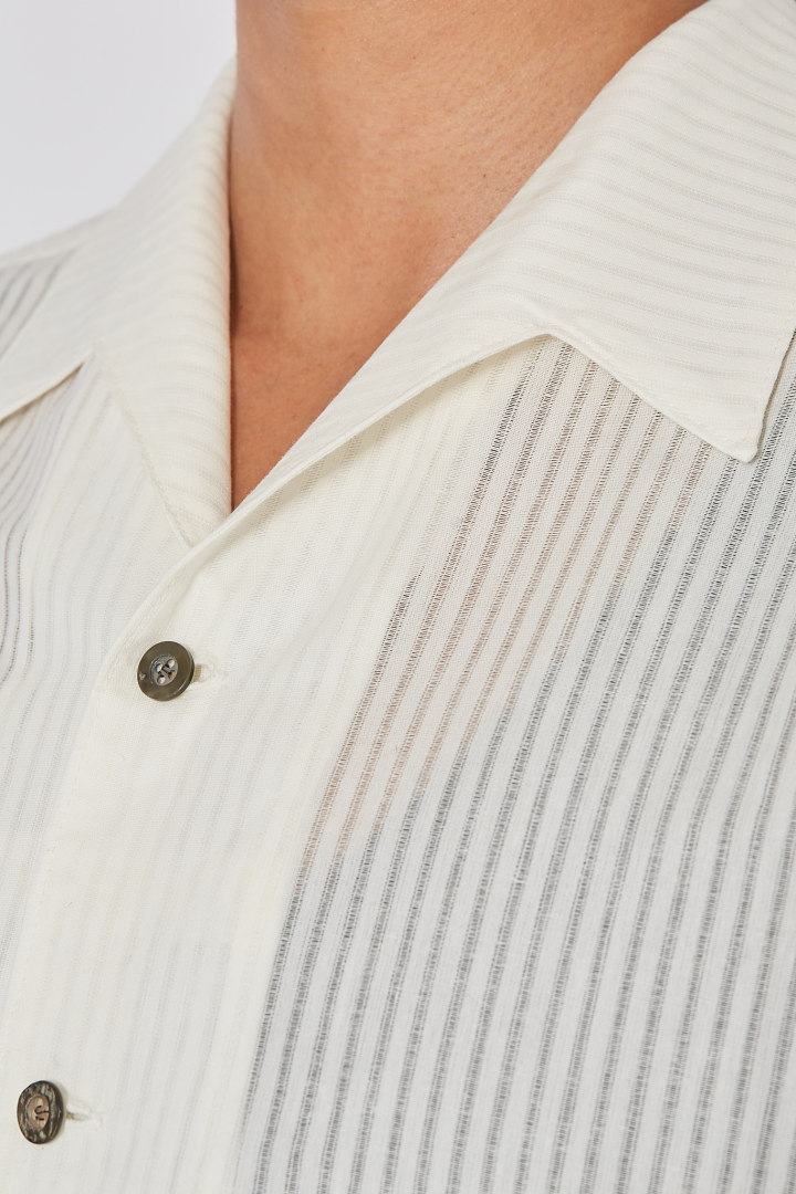 Woven Open Collar Shirt - Off White