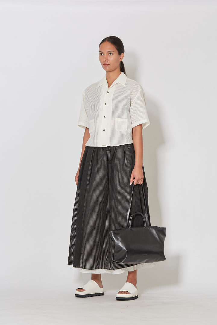 Woven Open Collar Shirt - Off White