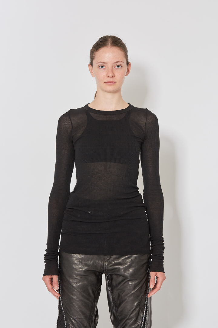 Knit T-Shirt Rib Ls T - Black