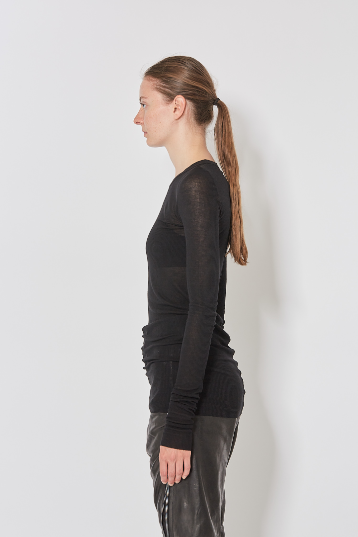 Knit T-Shirt Rib Ls T - Black