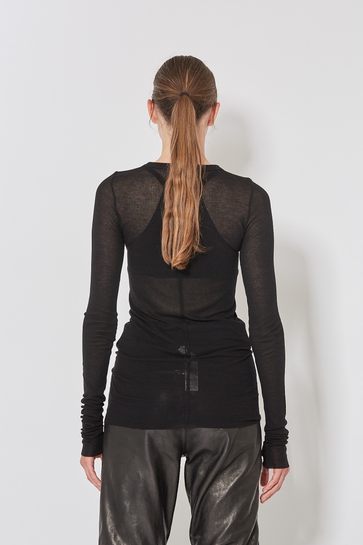 Knit T-Shirt Rib Ls T - Black