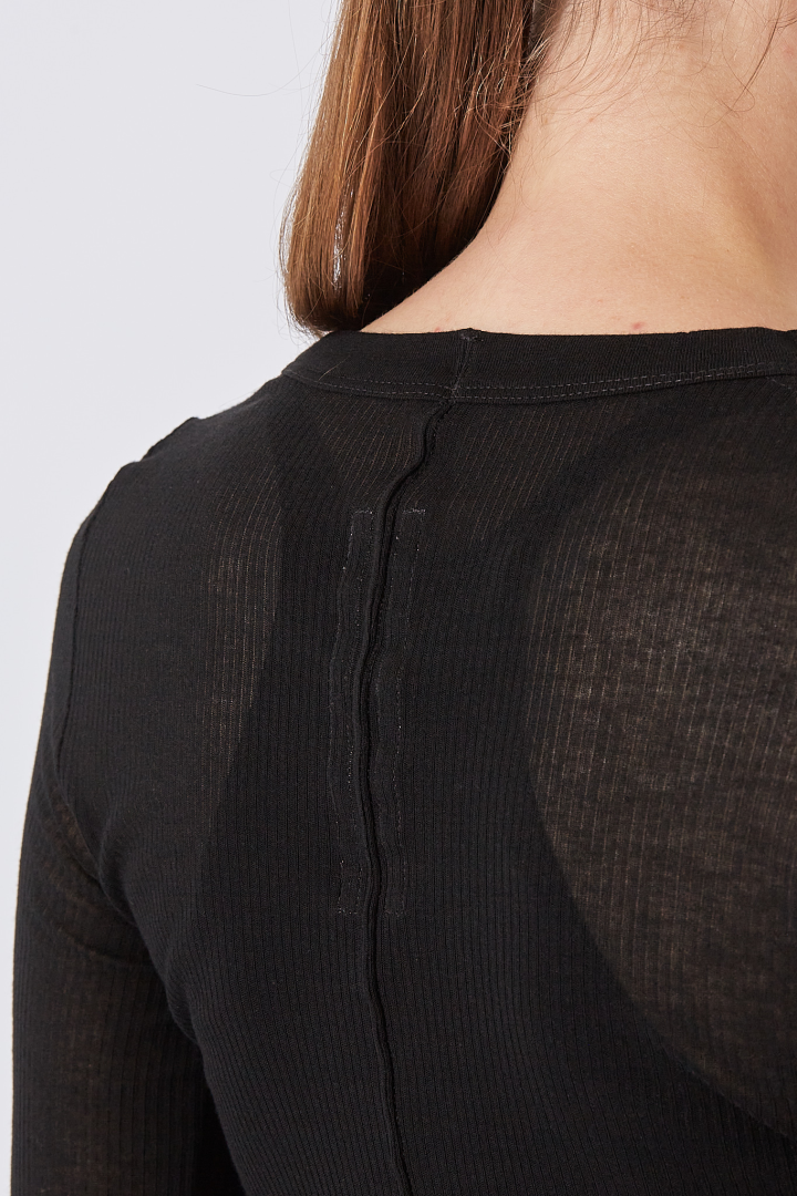 Knit T-Shirt Rib Ls T - Black