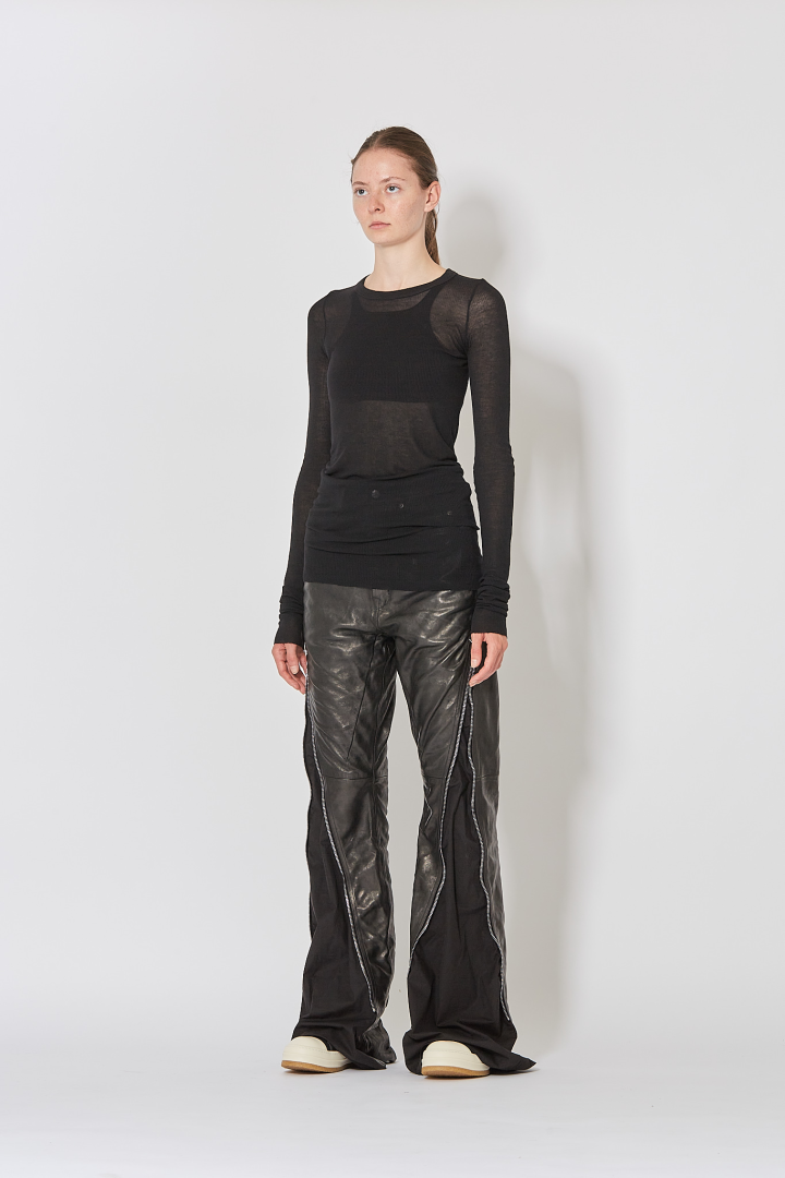 Knit T-Shirt Rib Ls T - Black
