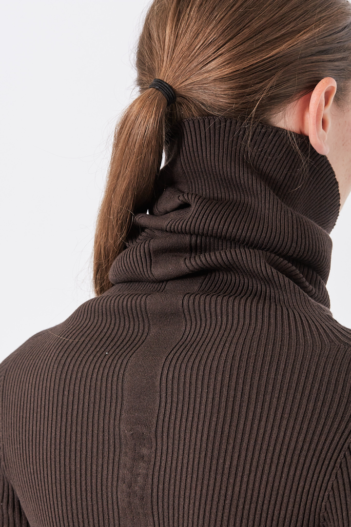 Knit Sweater LS Tube - Brown