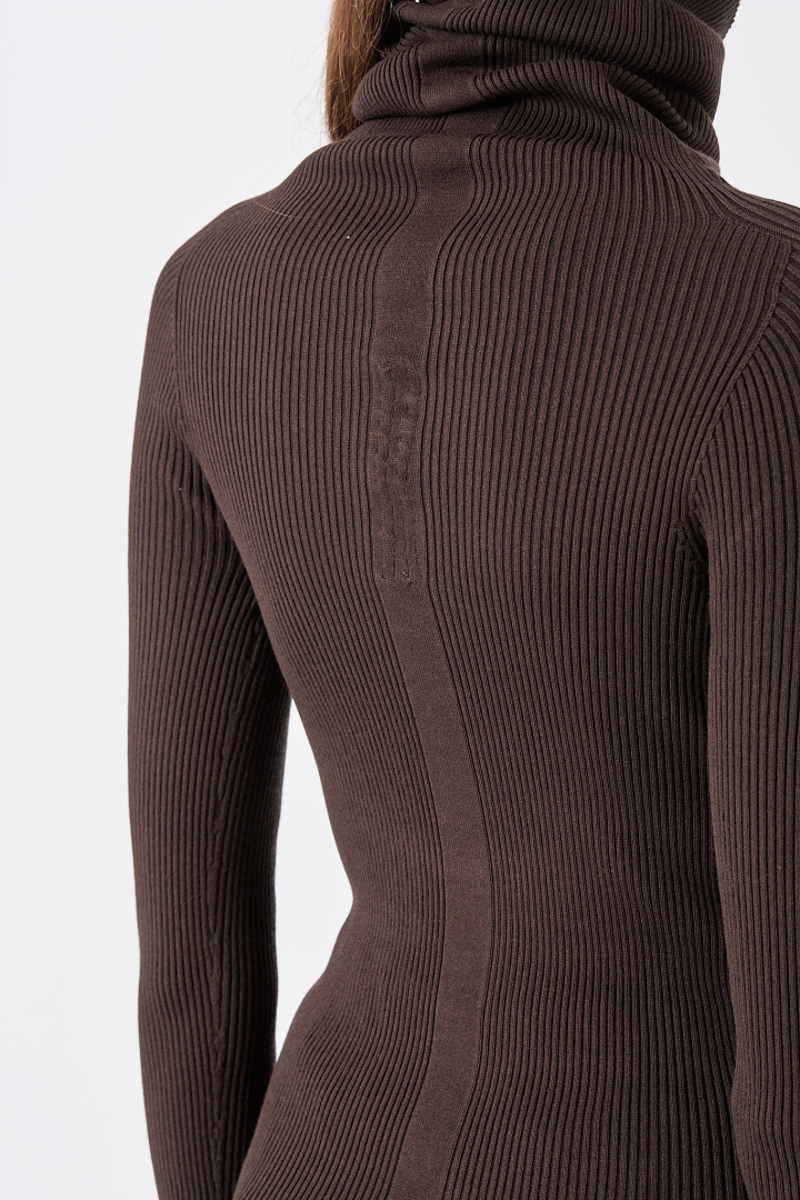 Knit Sweater LS Tube - Brown