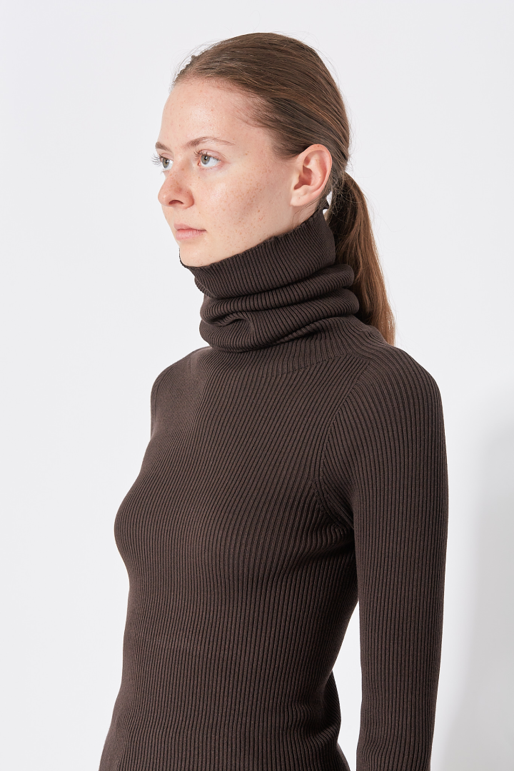 Knit Sweater LS Tube - Brown