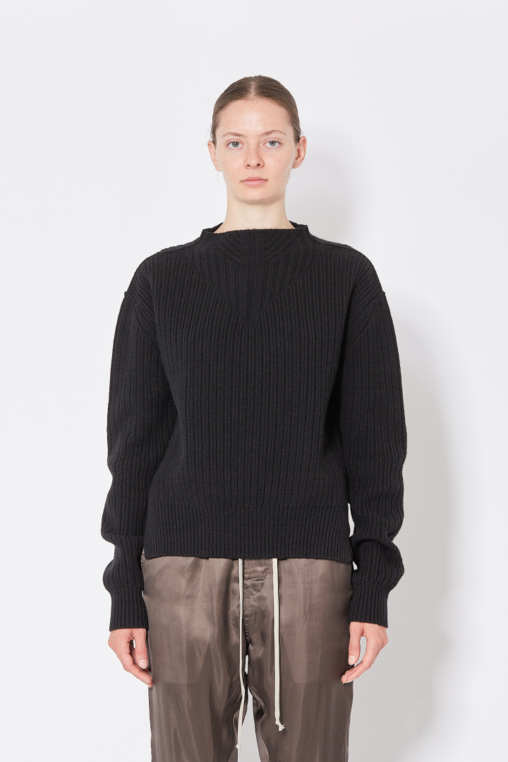 Knit Sweater Fisherman Round Neck - Black