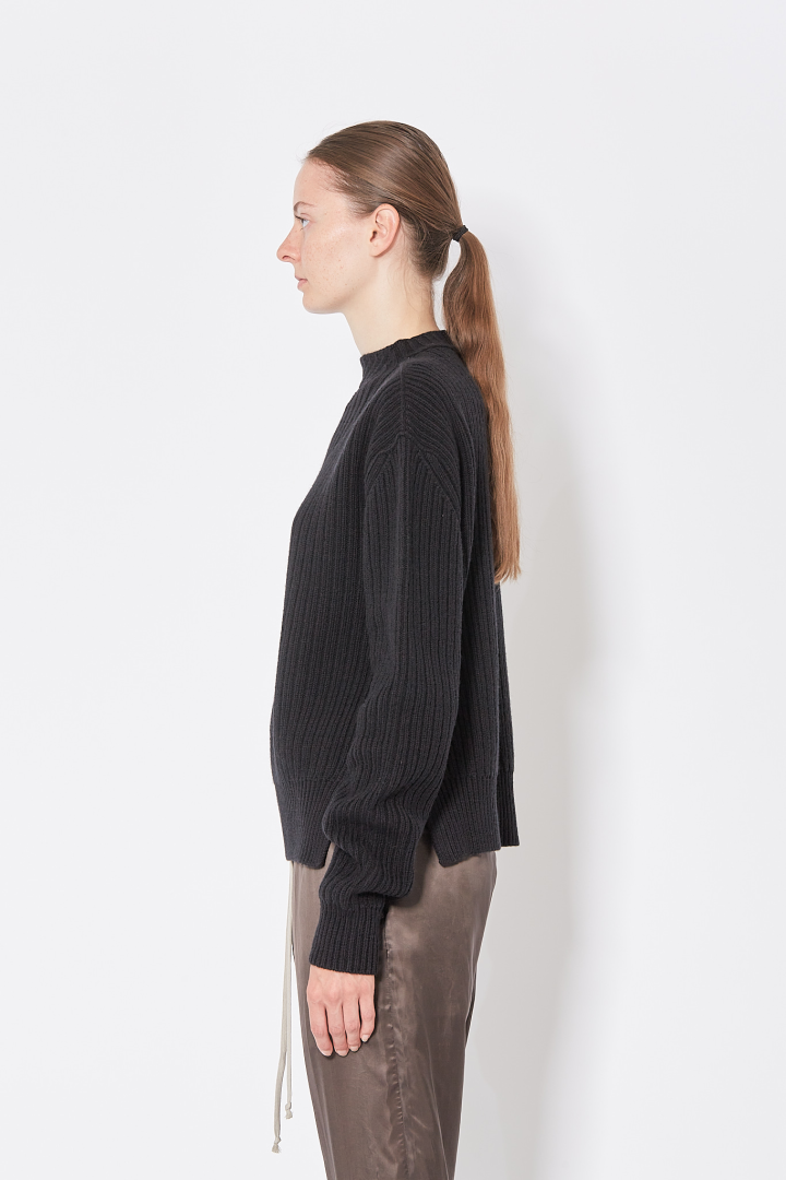 Knit Sweater Fisherman Round Neck - Black