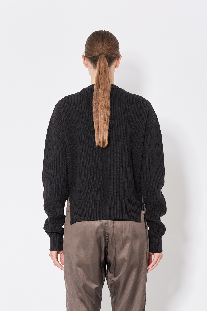 Knit Sweater Fisherman Round Neck - Black
