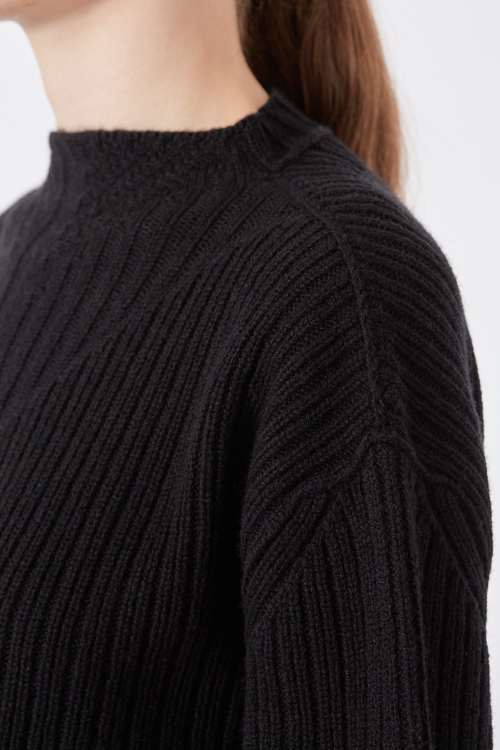 Knit Sweater Fisherman Round Neck - Black