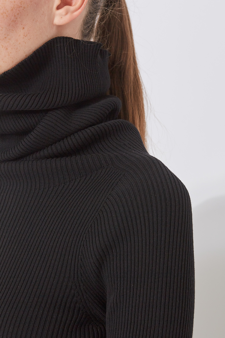 Knit Sweater Ls Tube - Black