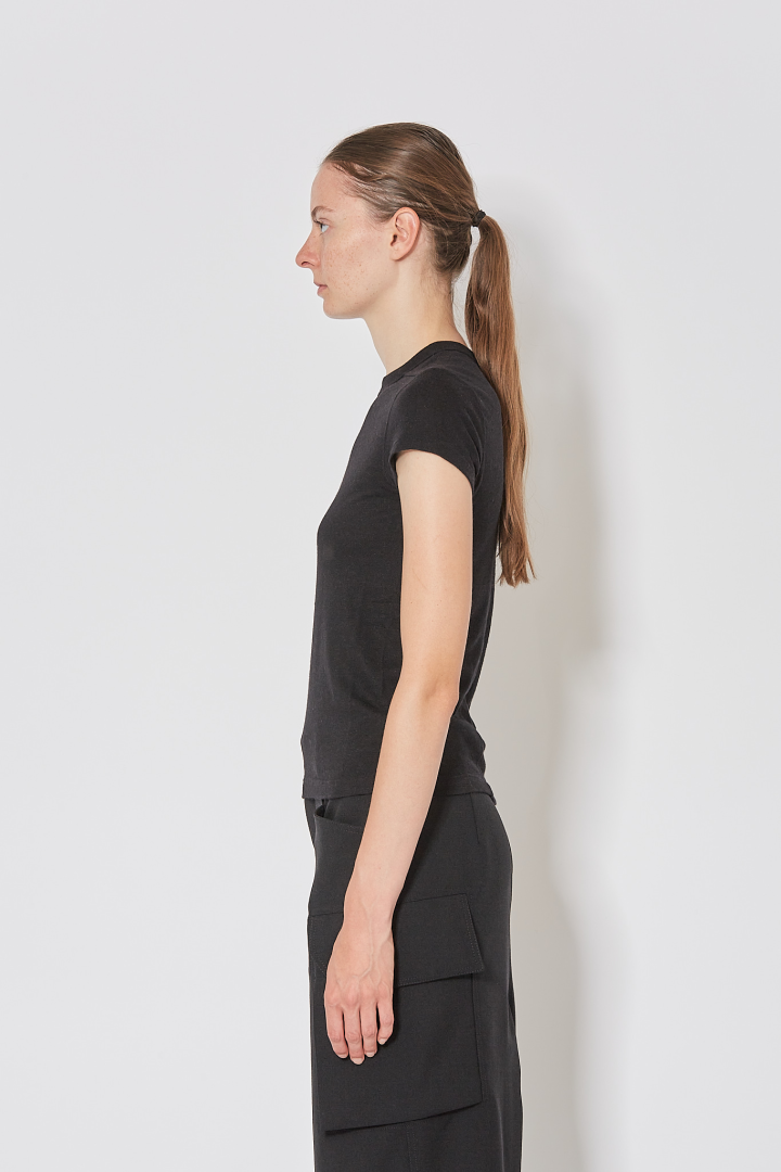 Knit T-Shirt Cropped Level T - Black