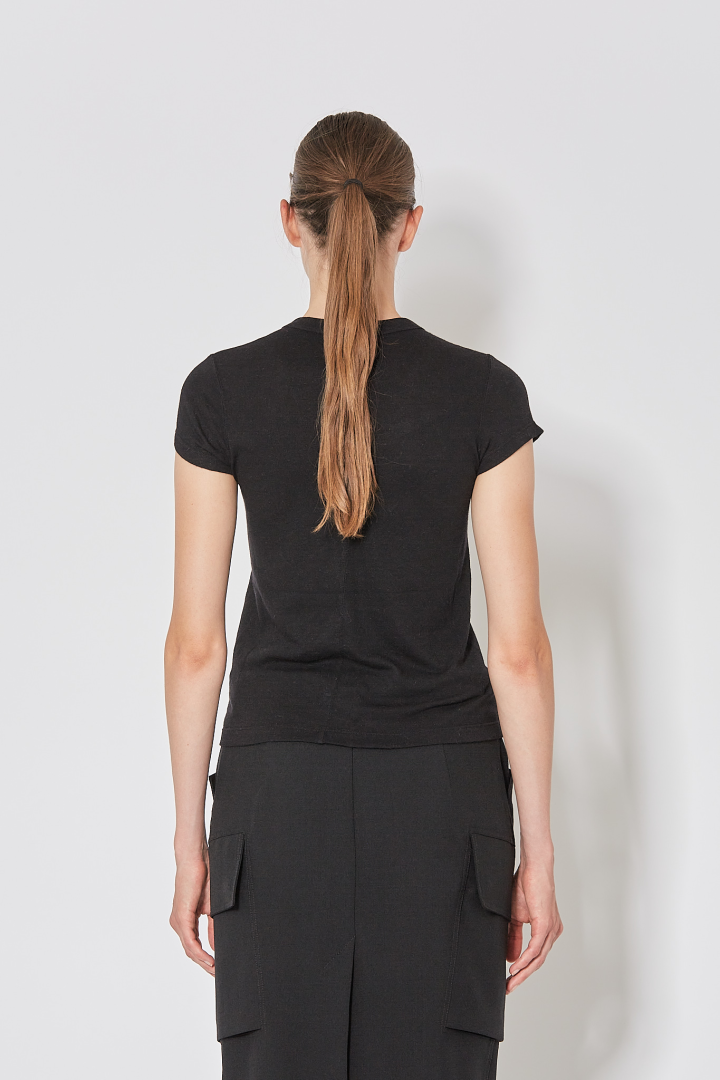 Knit T-Shirt Cropped Level T - Black