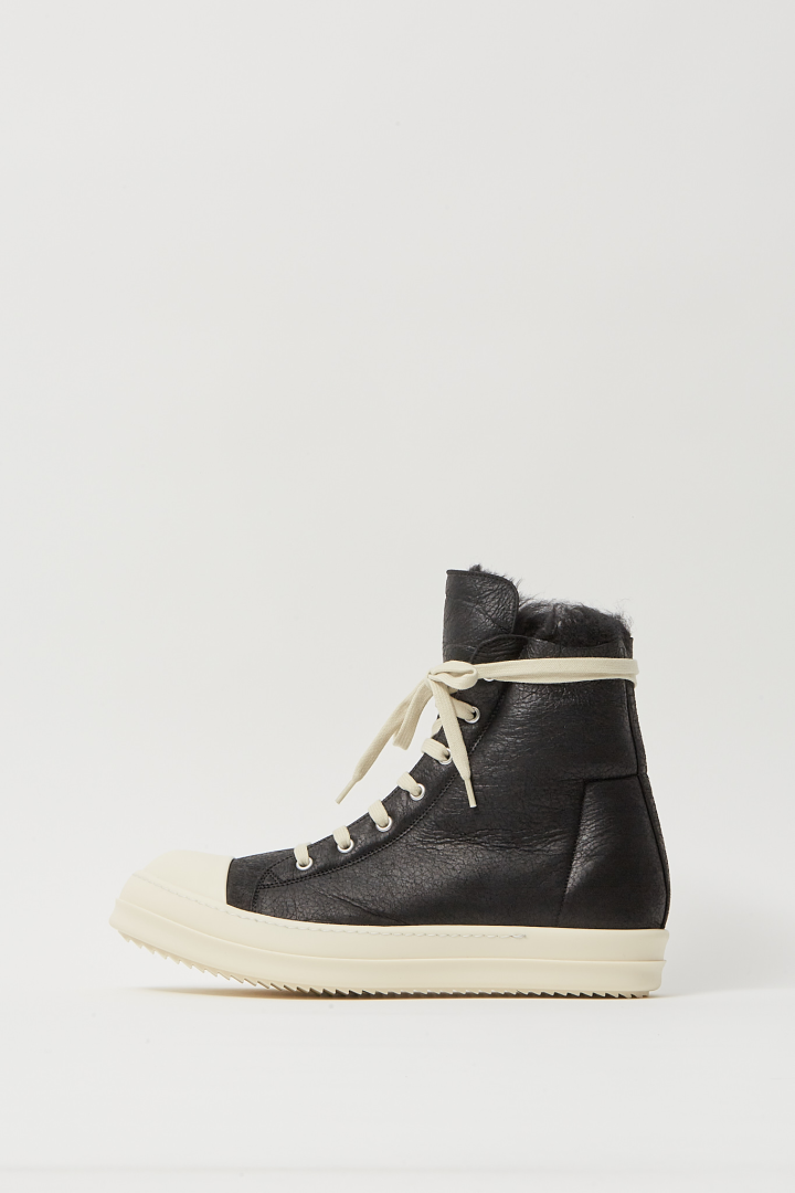 Lamb Shearling High Sneakers - Black/Milk/Milk