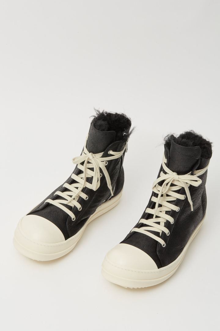 Lamb Shearling High Sneakers - Black/Milk/Milk