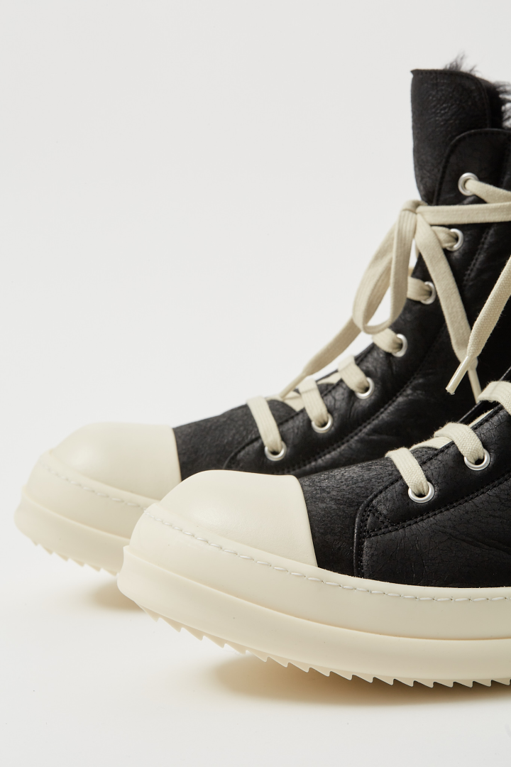Lamb Shearling High Sneakers - Black/Milk/Milk