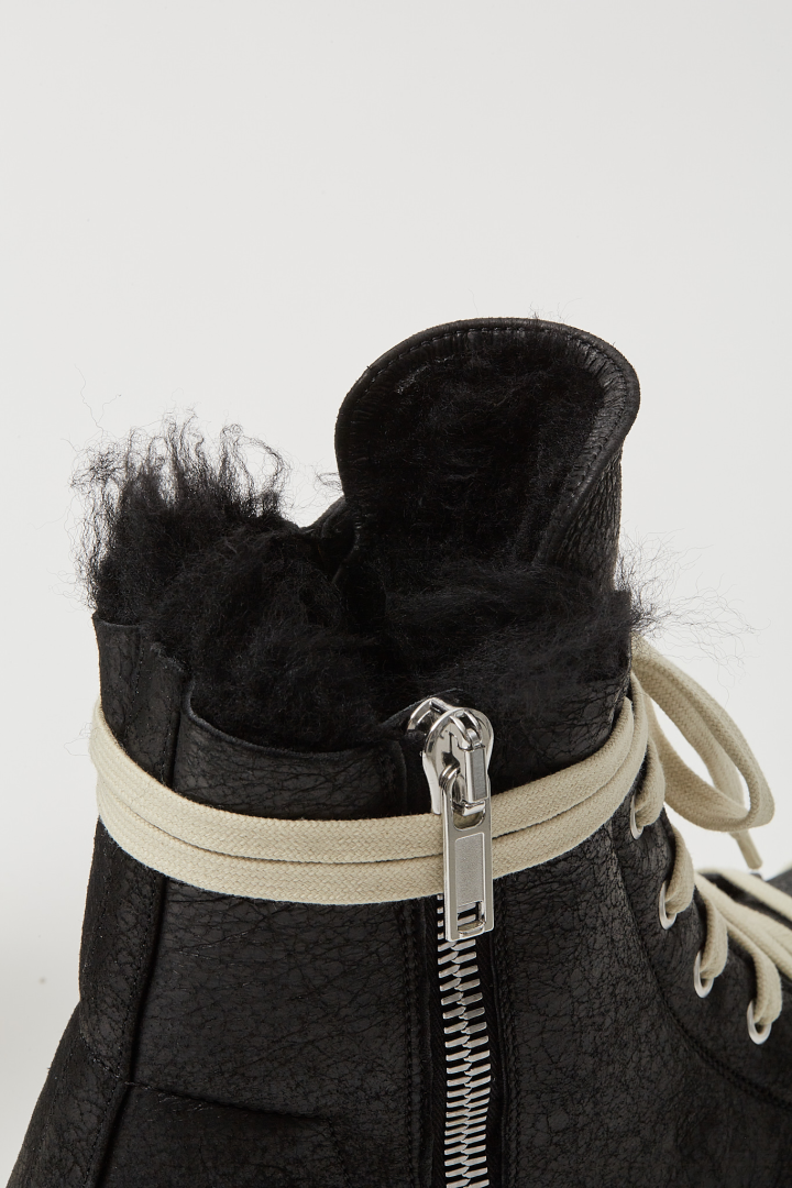 Lamb Shearling High Sneakers - Black/Milk/Milk