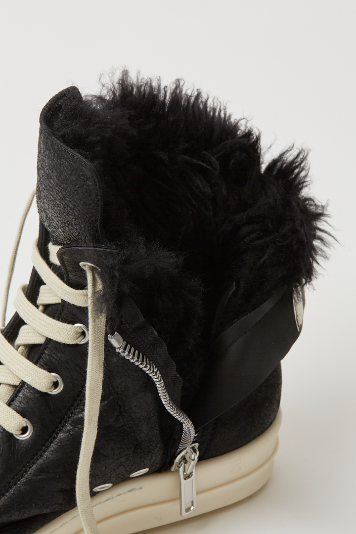 Lamb Shearling High Sneakers - Black/Milk/Milk
