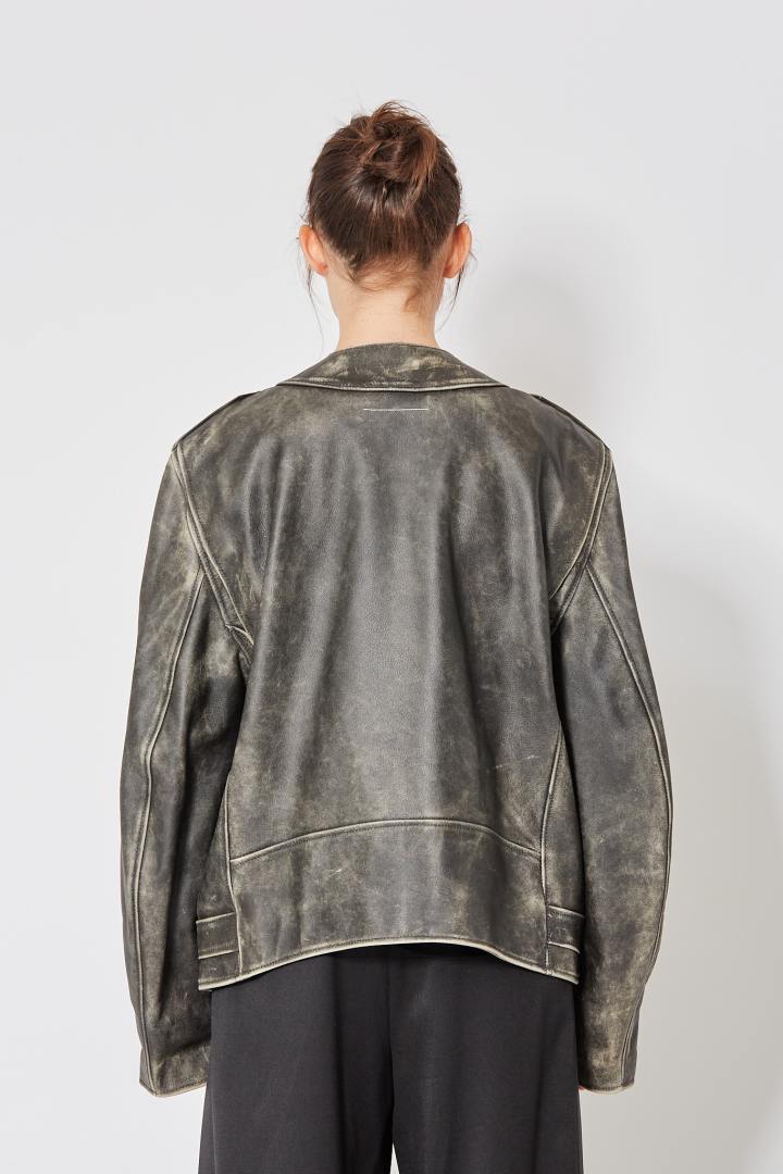 Leather Biker Jacket - Chocolate