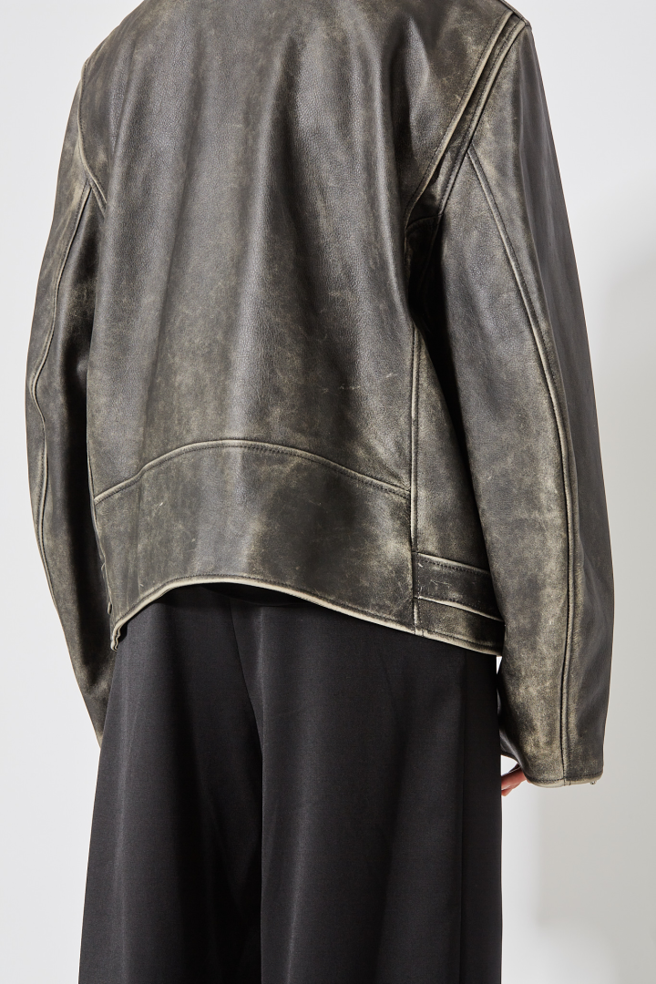 Leather Biker Jacket - Chocolate