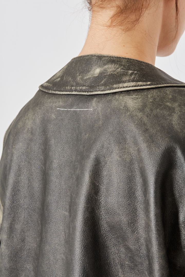 Leather Biker Jacket - Chocolate