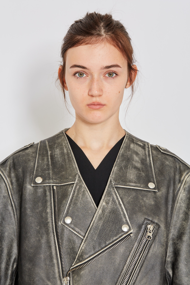 Leather Biker Jacket - Chocolate
