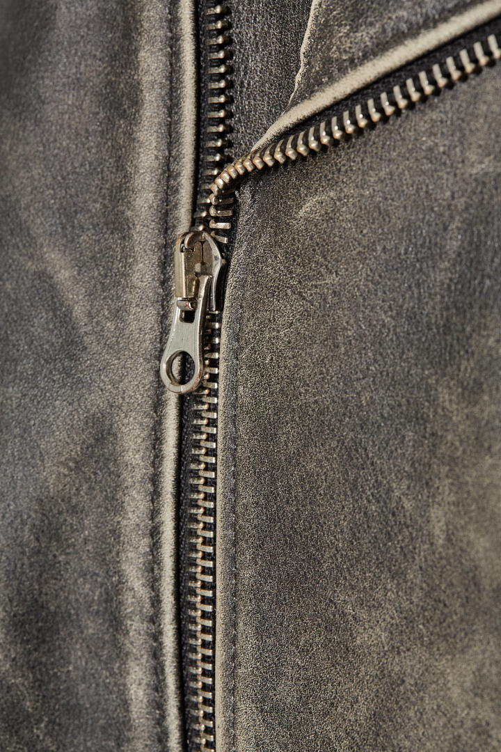 Leather Biker Jacket - Chocolate