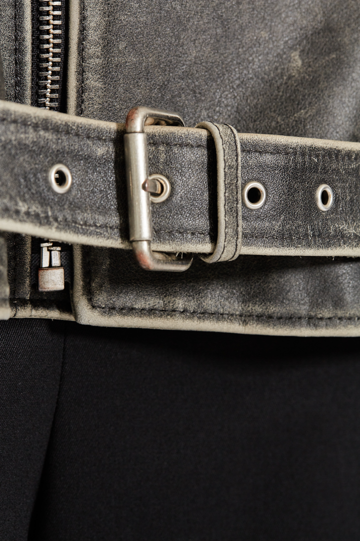 Leather Biker Jacket - Chocolate