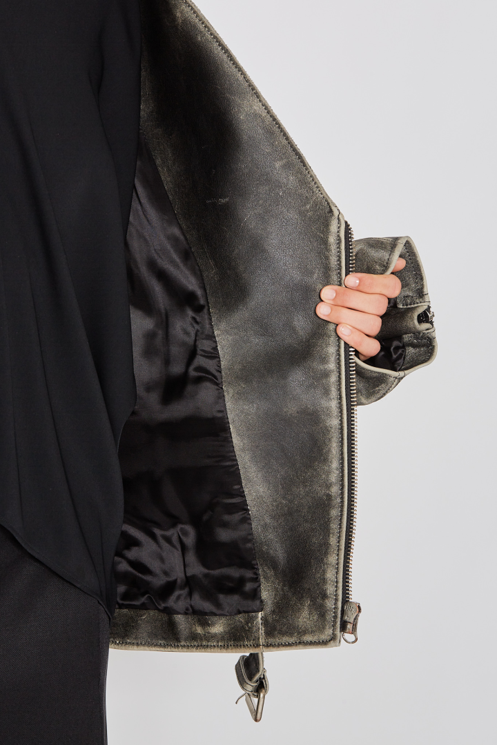 Leather Biker Jacket - Chocolate