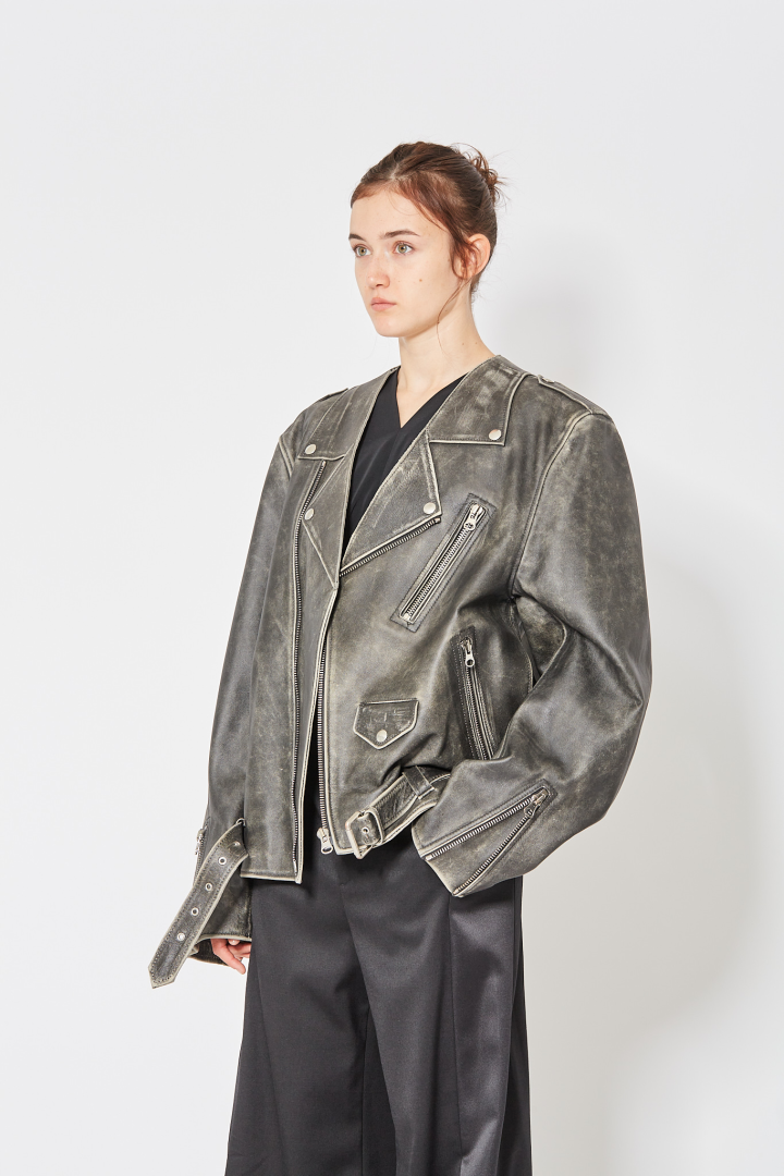 Leather Biker Jacket - Chocolate