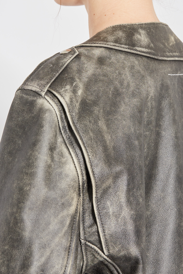 Leather Biker Jacket - Chocolate