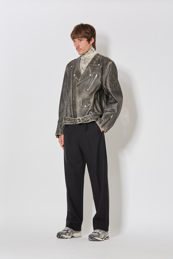 Leather Biker Jacket - Chocolate
