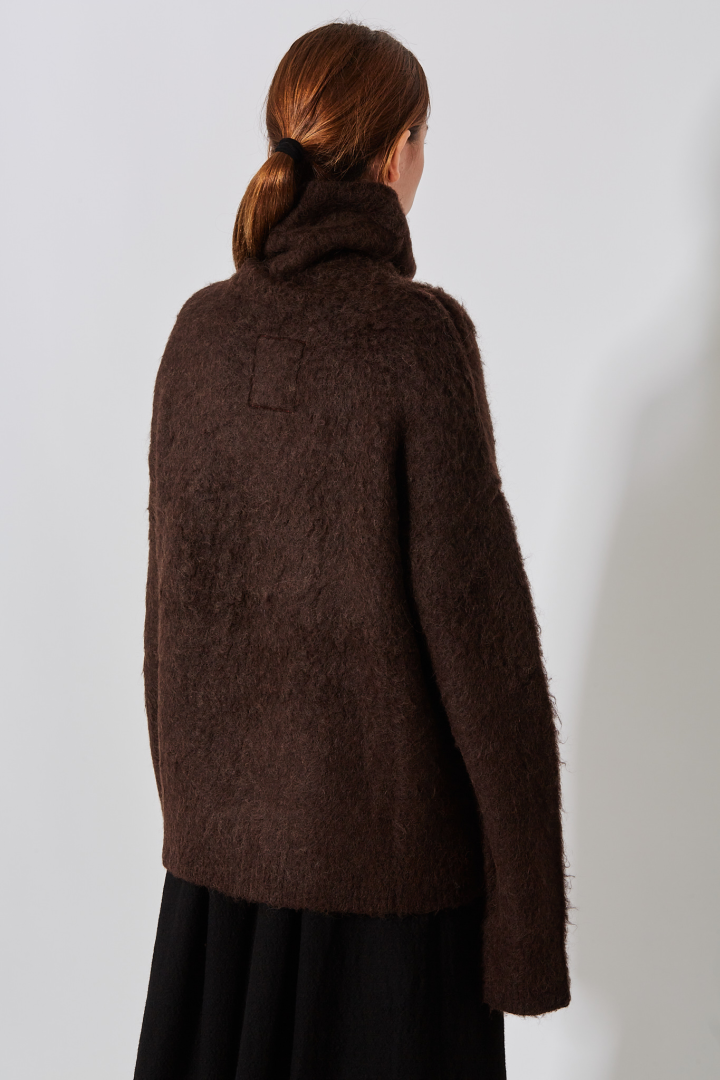 High Neck Top - Dark Brown