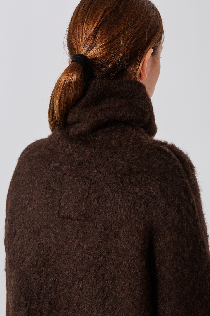 High Neck Top - Dark Brown