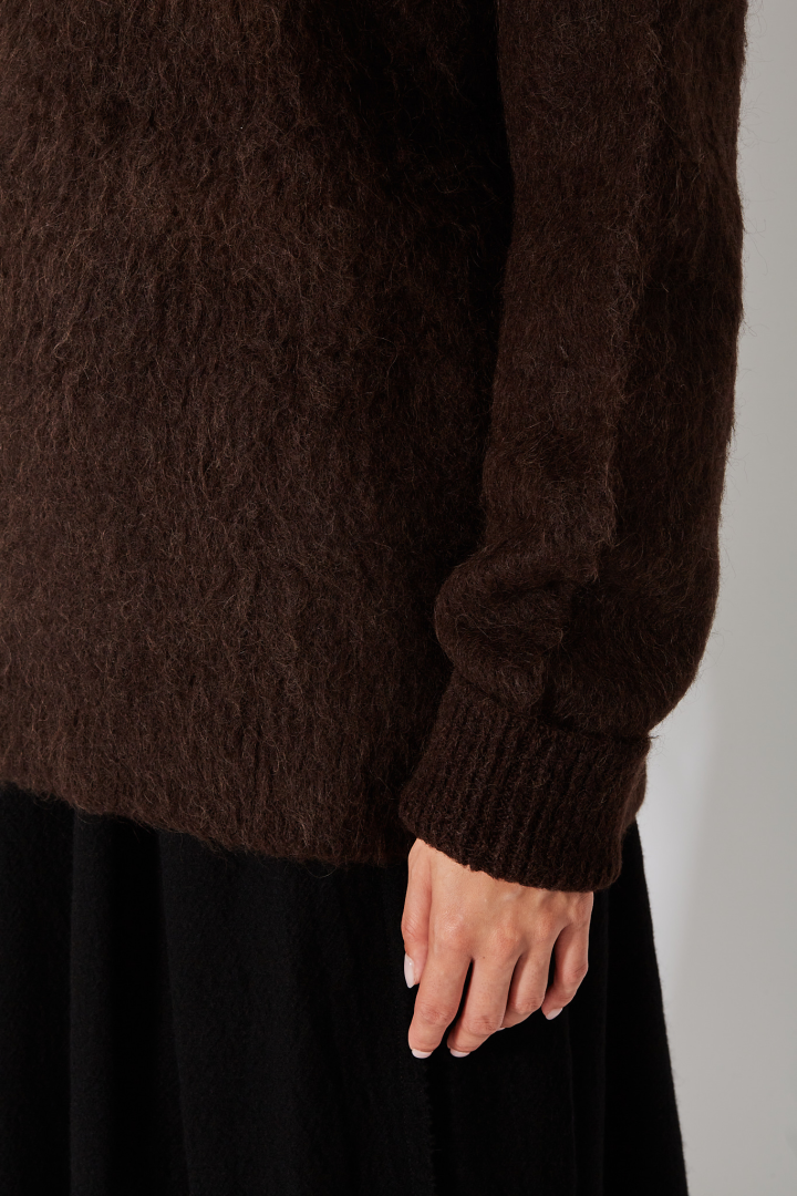 High Neck Top - Dark Brown