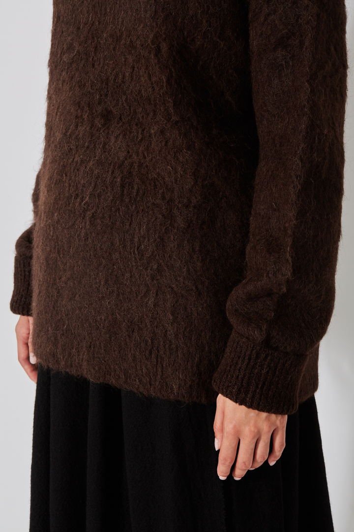High Neck Top - Dark Brown