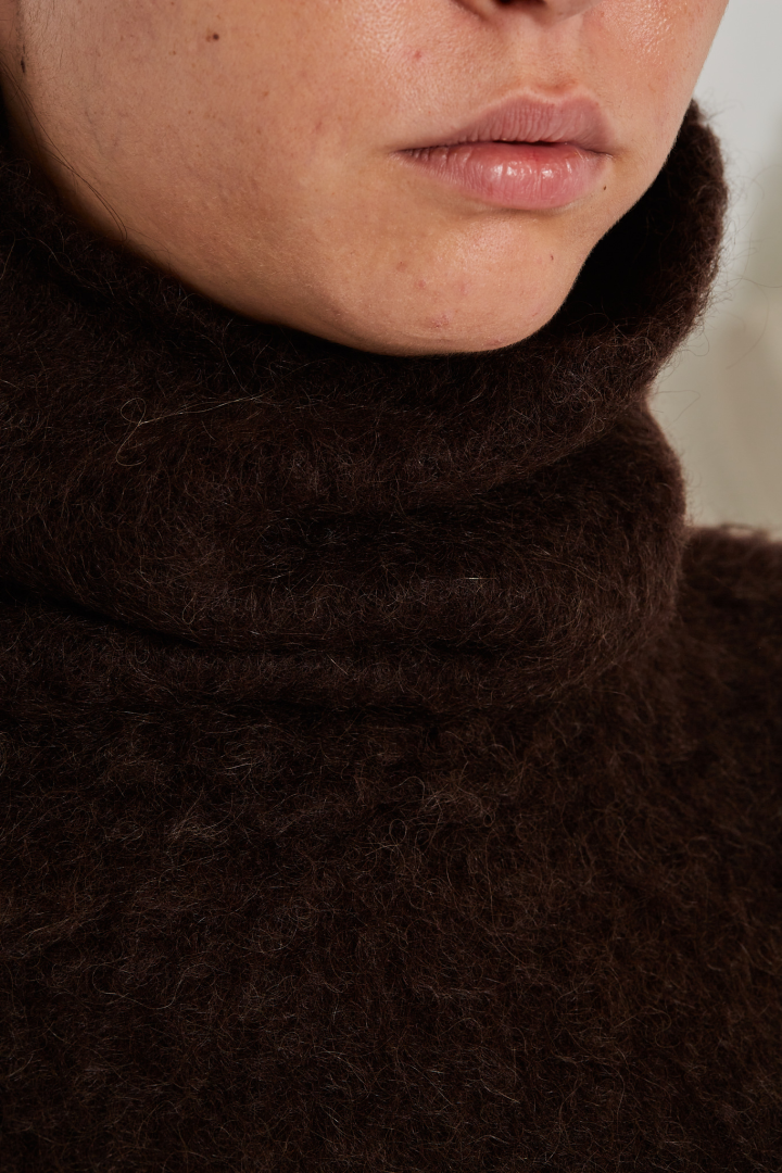 High Neck Top - Dark Brown