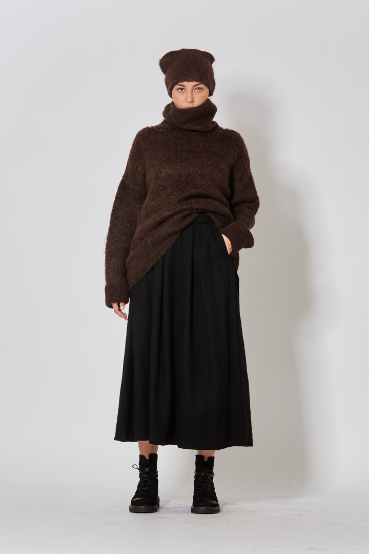 High Neck Top - Dark Brown