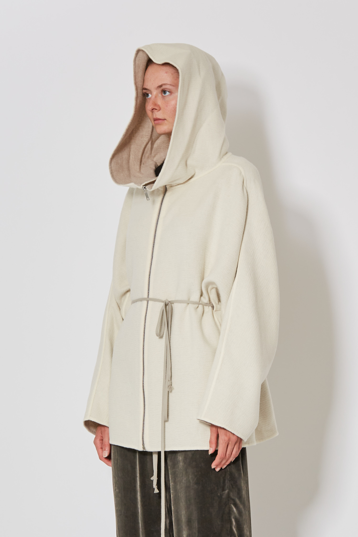 Zipfront Hooded Jkt - Milk Pearl