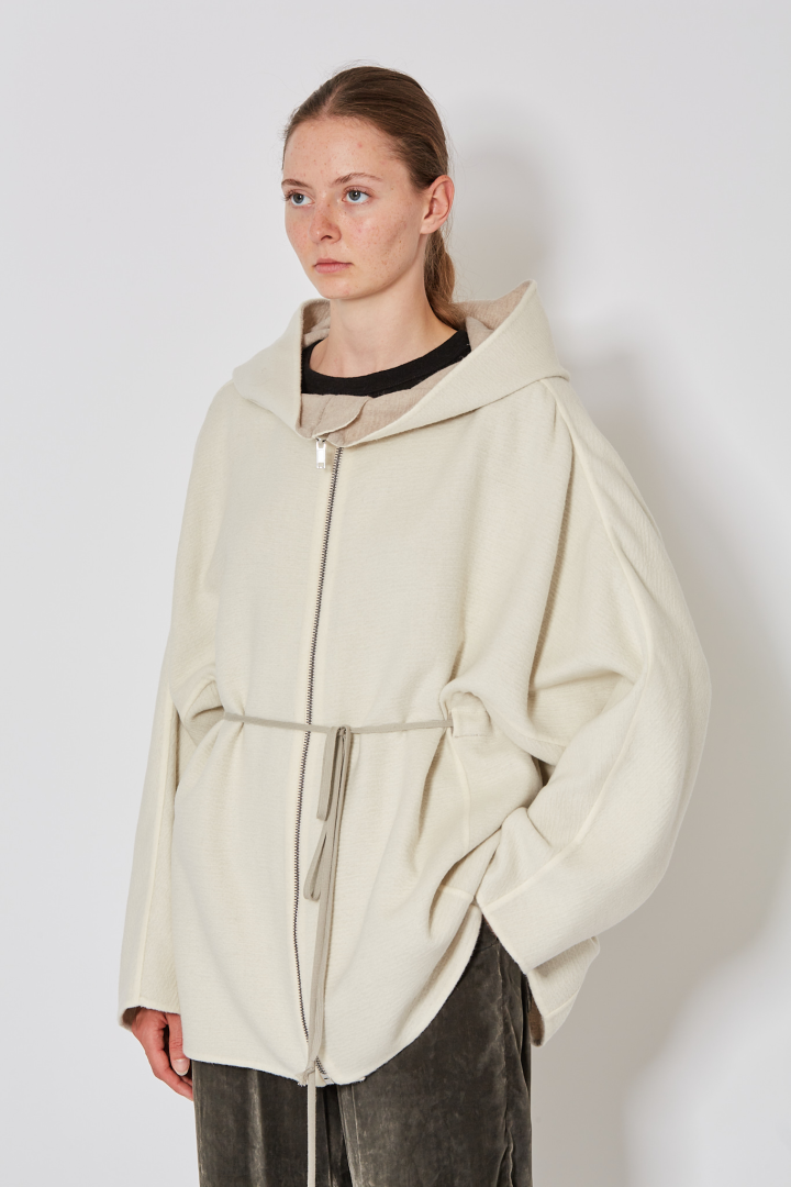 Zipfront Hooded Jkt - Milk Pearl