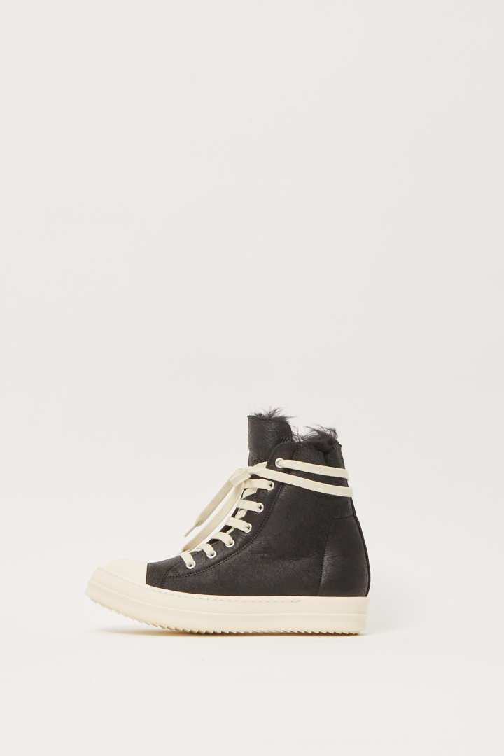 Lamb Shearling High Sneakers - Black/Milk/Milk