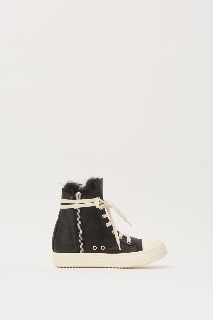 Lamb Shearling High Sneakers - Black/Milk/Milk