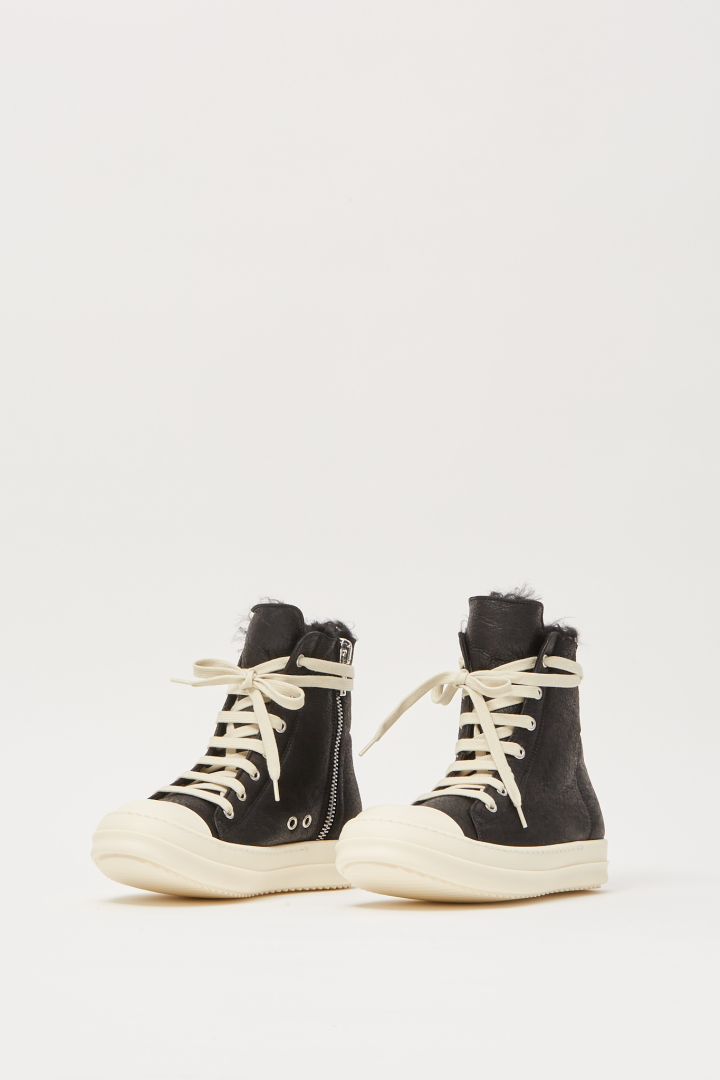 Lamb Shearling High Sneakers - Black/Milk/Milk