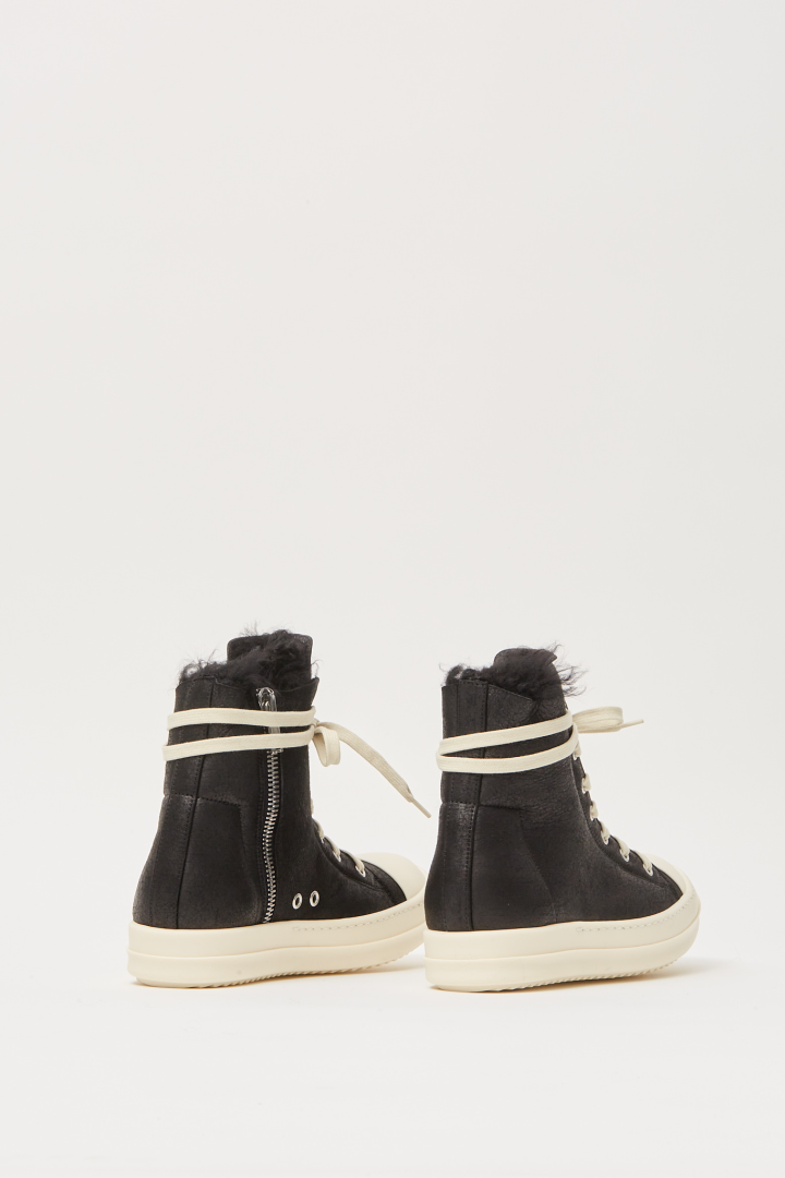 Lamb Shearling High Sneakers - Black/Milk/Milk