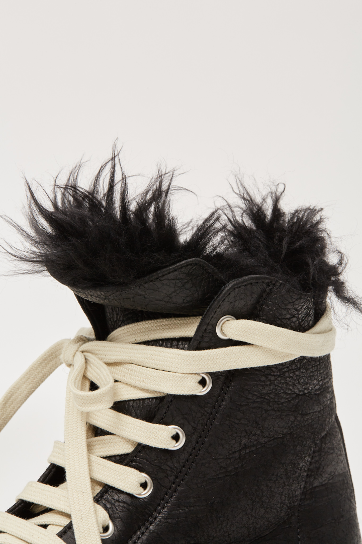 Lamb Shearling High Sneakers - Black/Milk/Milk