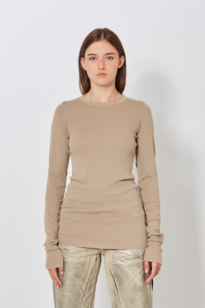 Knit T-Shirt Rib LS T - Dirty Pearl