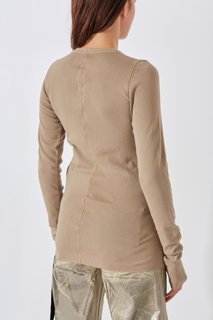 Knit T-Shirt Rib LS T - Dirty Pearl