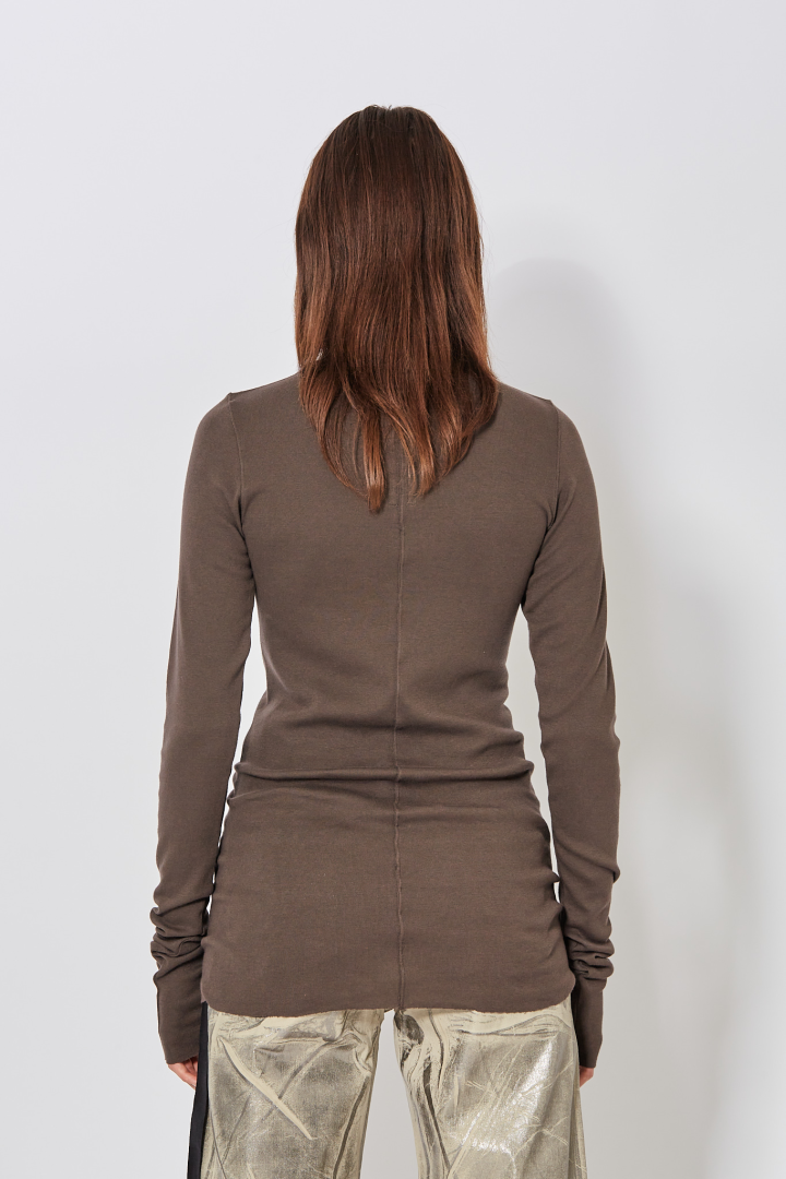 Knit T-Shirt Rib LS T - Dark Dust